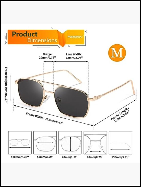 Metal Frame Aviator Sunglasses Square Retro Fashion Trendy main image 7